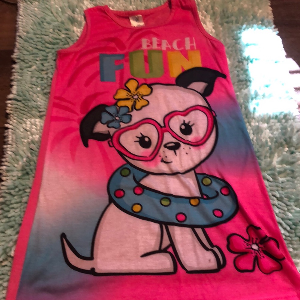 Pink with different color coverup. Brand- JV Apparel, never worn,great condition